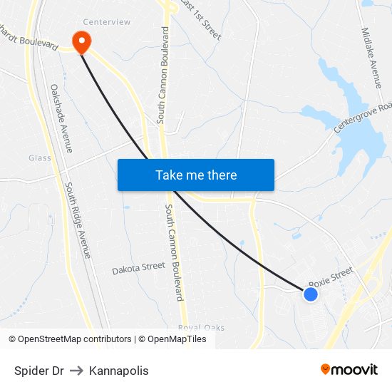 Spider Dr to Kannapolis map