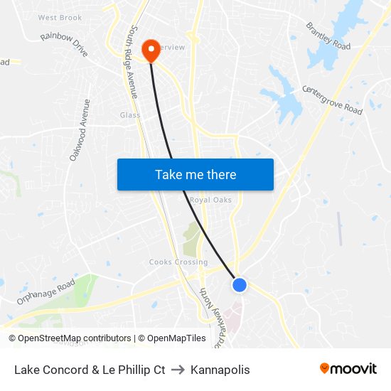 Lake Concord & Le Phillip Ct to Kannapolis map