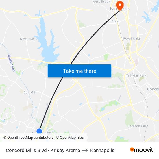 Concord Mills Blvd - Krispy Kreme to Kannapolis map