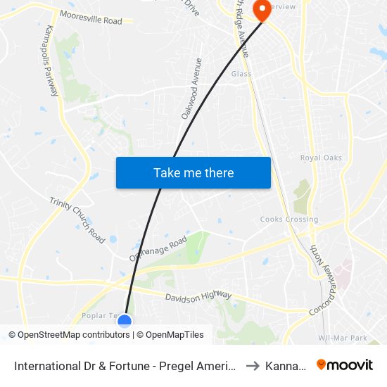 International Dr & Fortune - Pregel America (Outbound) to Kannapolis map