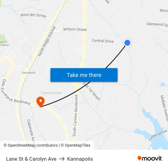 Lane St & Carolyn Ave to Kannapolis map