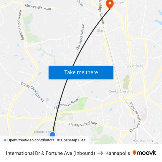 International Dr & Fortune Ave (Inbound) to Kannapolis map