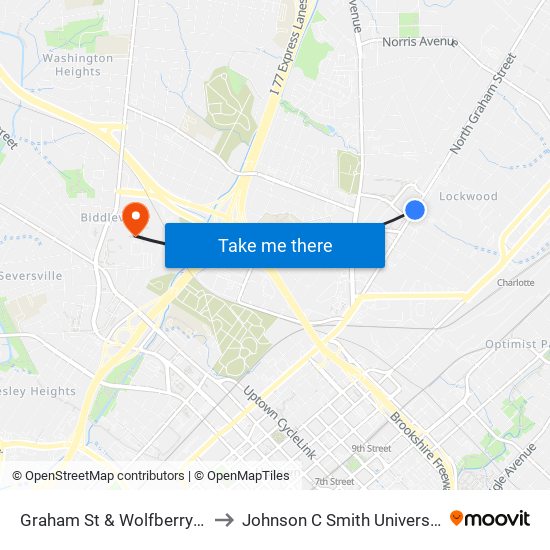 Graham St & Wolfberry St to Johnson C Smith University map