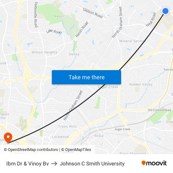 Ibm Dr & Vinoy Bv to Johnson C Smith University map