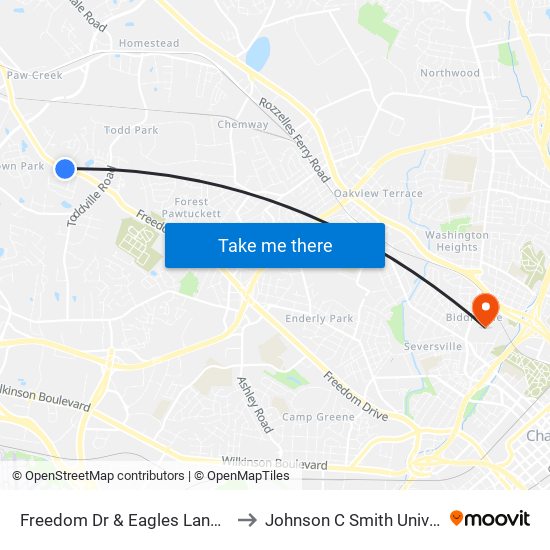 Freedom Dr & Eagles Landing Dr to Johnson C Smith University map