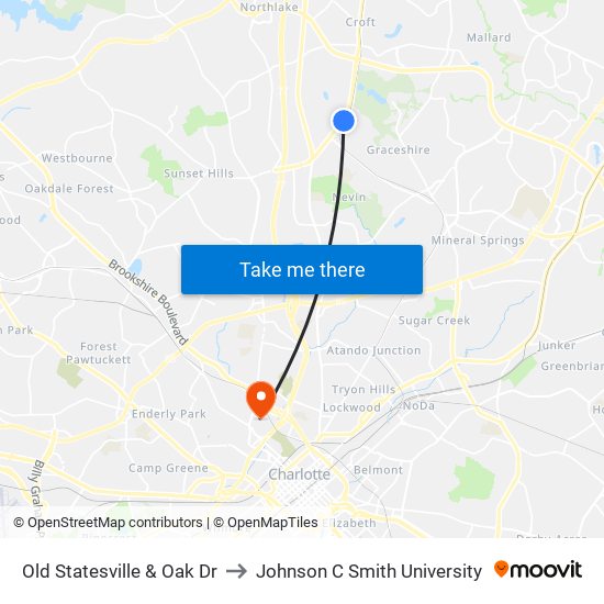 Old Statesville & Oak Dr to Johnson C Smith University map