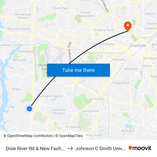 Dixie River Rd & New Fashion Rd to Johnson C Smith University map