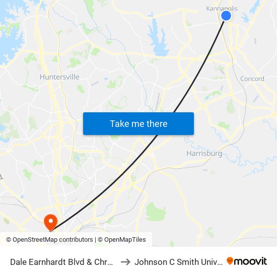 Dale Earnhardt Blvd & Chrysler St to Johnson C Smith University map