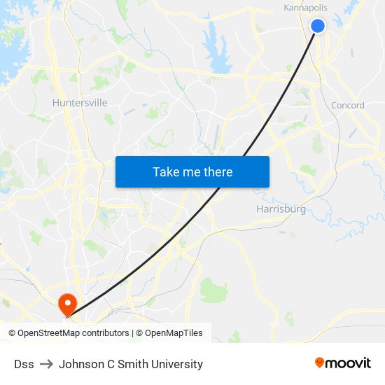 Dss to Johnson C Smith University map