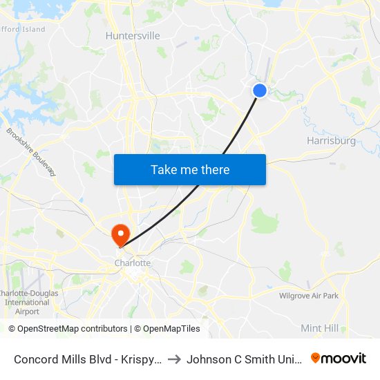 Concord Mills Blvd - Krispy Kreme to Johnson C Smith University map