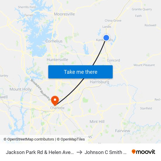 Jackson Park Rd & Helen Ave - Alexa Apts to Johnson C Smith University map