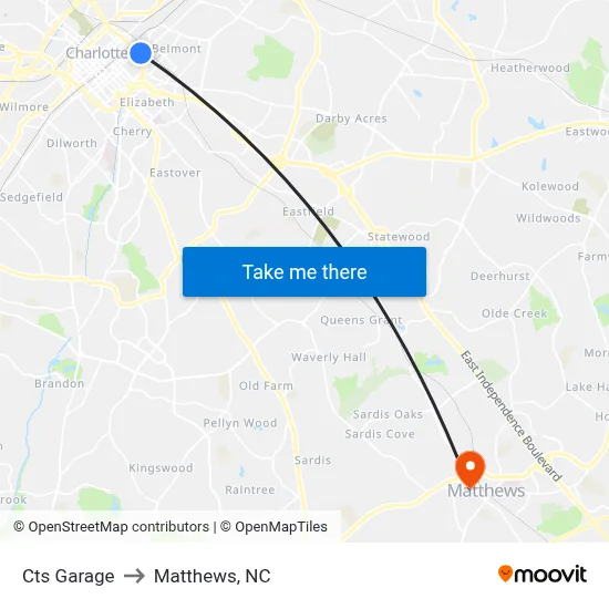 Cts Garage to Matthews, NC map