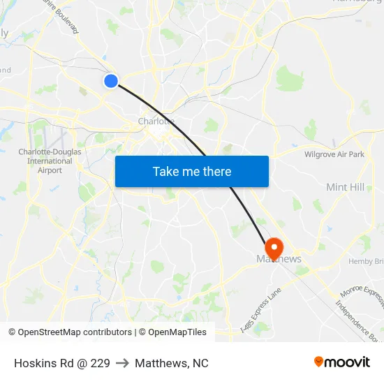 Hoskins Rd @ 229 to Matthews, NC map
