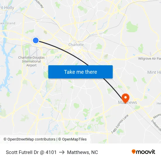 Scott Futrell Dr @ 4101 to Matthews, NC map