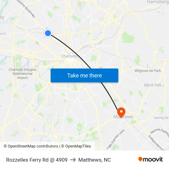Rozzelles Ferry Rd @ 4909 to Matthews, NC map