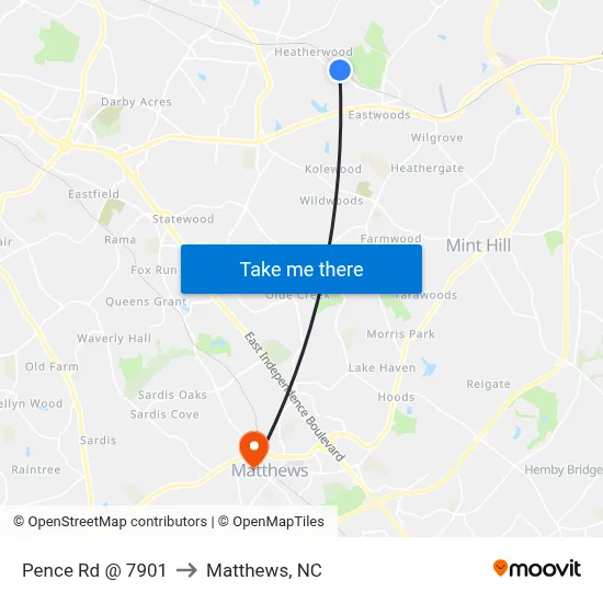 Pence Rd @ 7901 to Matthews, NC map