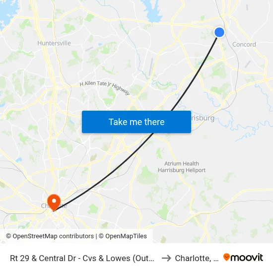 Rt 29 & Central Dr - Cvs & Lowes (Outbound) to Charlotte, NC map