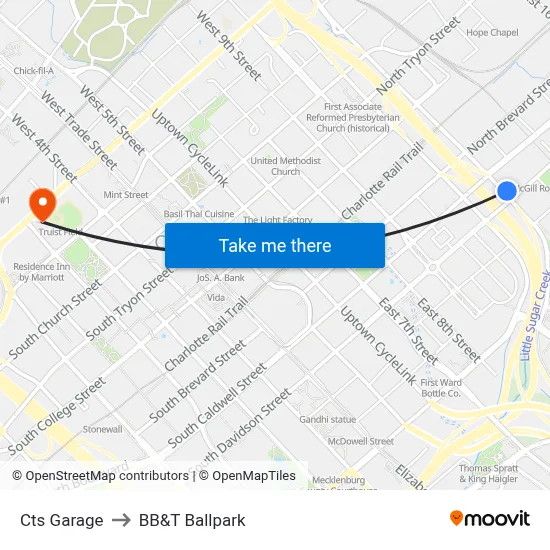 Cts Garage to BB&T Ballpark map