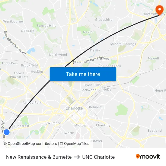 New Renaissance & Burnette to UNC Charlotte map