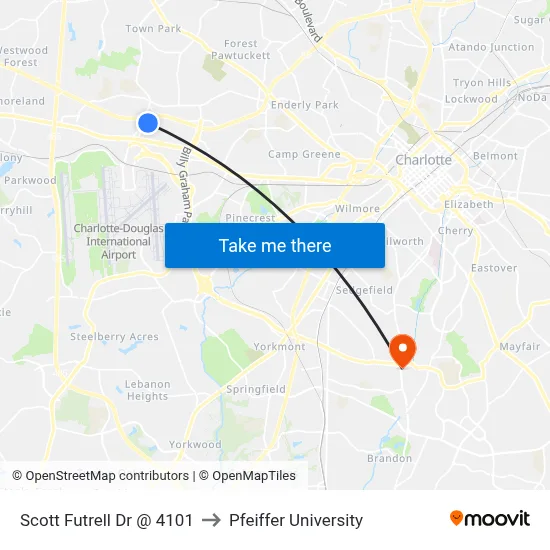 Scott Futrell Dr @ 4101 to Pfeiffer University map