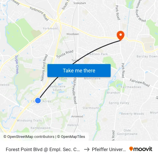 Forest Point Blvd @ Empl. Sec. Comm. to Pfeiffer University map