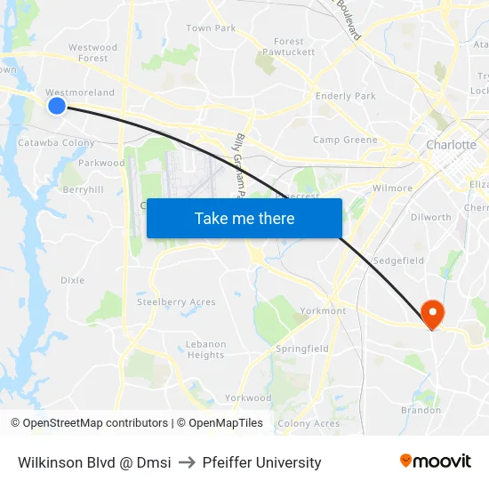 Wilkinson Blvd @ Dmsi to Pfeiffer University map