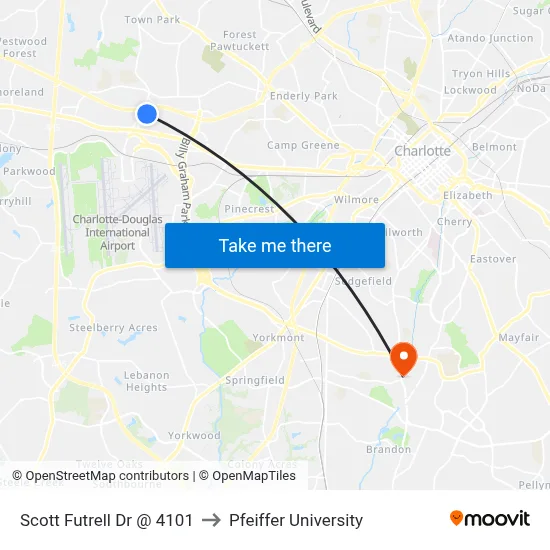 Scott Futrell Dr @ 4101 to Pfeiffer University map