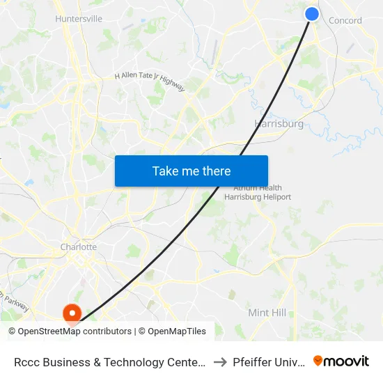 Rccc Business & Technology Center (Inbound) to Pfeiffer University map