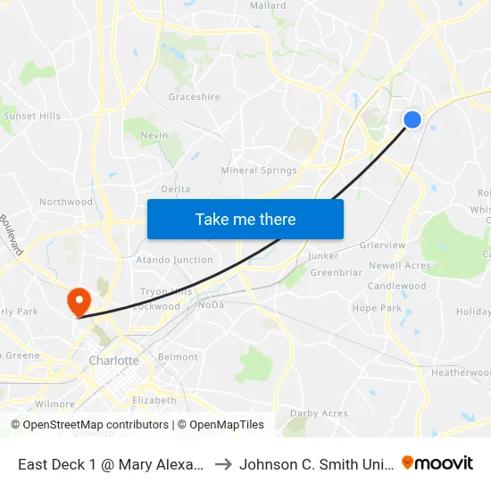 East Deck 1 @ Mary Alexander Rd. to Johnson C. Smith University map