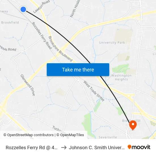 Rozzelles Ferry Rd @ 4810 to Johnson C. Smith University map