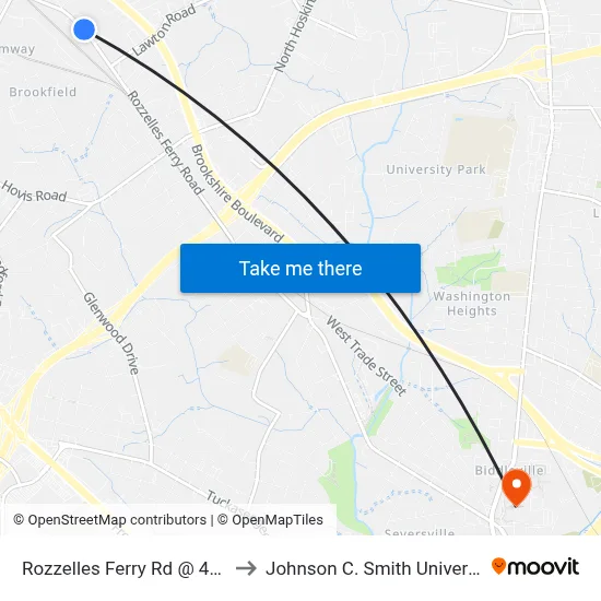 Rozzelles Ferry Rd @ 4909 to Johnson C. Smith University map