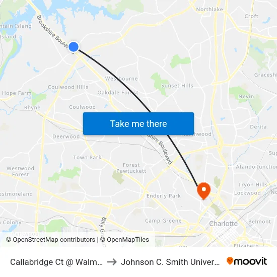 Callabridge Ct @ Walmart to Johnson C. Smith University map