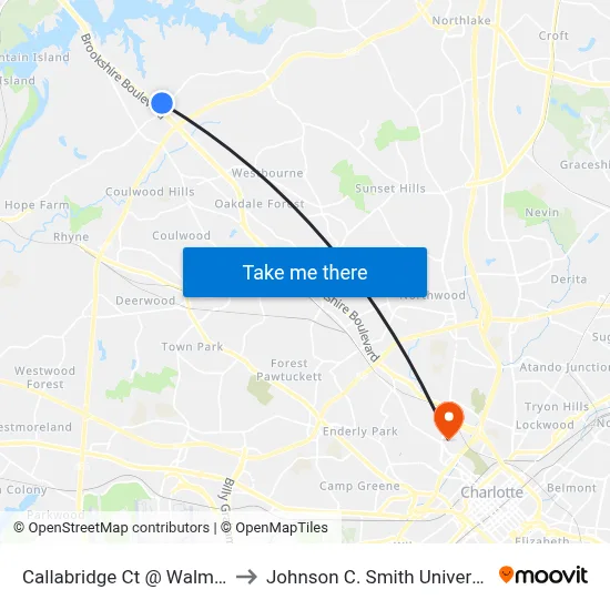 Callabridge Ct @ Walmart to Johnson C. Smith University map