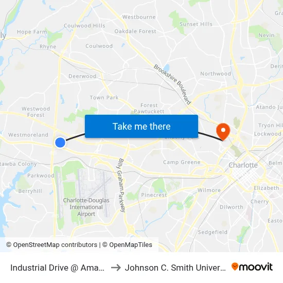 Industrial Drive @ Amazon to Johnson C. Smith University map