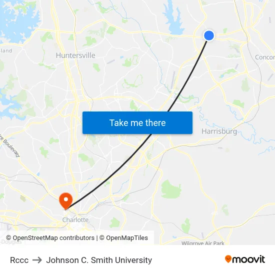 Rccc to Johnson C. Smith University map