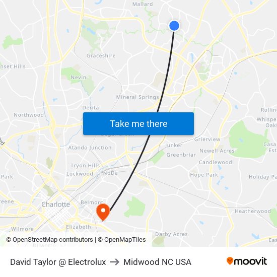 David Taylor @ Electrolux to Midwood NC USA map