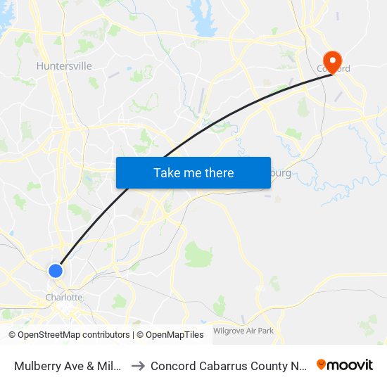 Mulberry Ave & Miles Ct to Concord Cabarrus County NC USA map