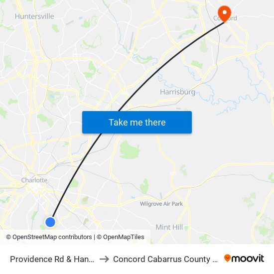 Providence Rd & Hanson Dr to Concord Cabarrus County NC USA map