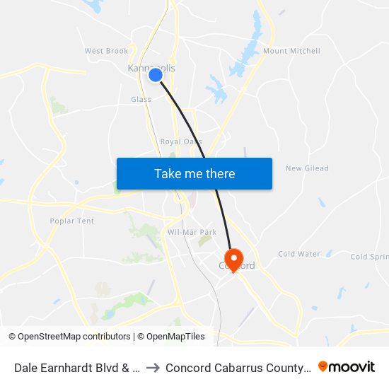 Dale Earnhardt Blvd & Ford St to Concord Cabarrus County NC USA map