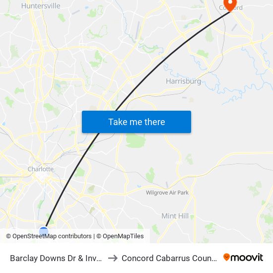 Barclay Downs Dr & Inverness Rd to Concord Cabarrus County NC USA map