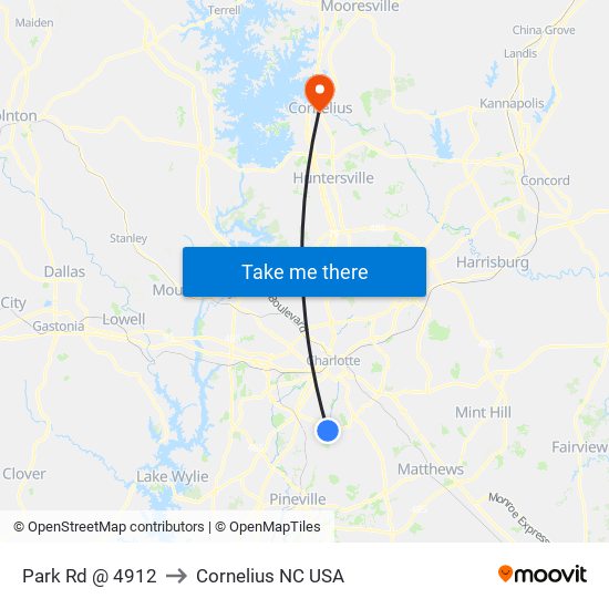 Park Rd @ 4912 to Cornelius NC USA map