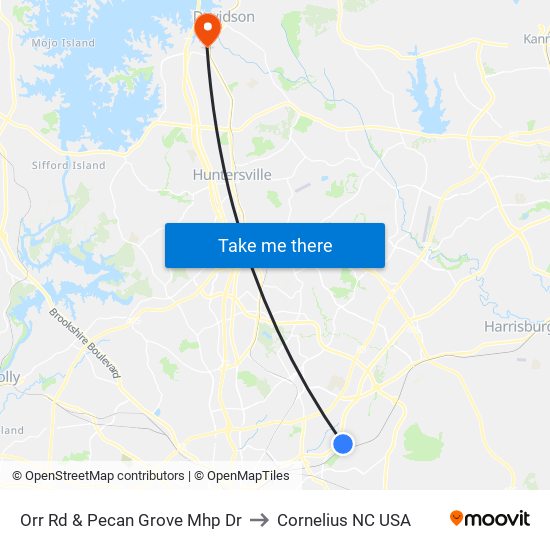 Orr Rd & Pecan Grove Mhp Dr to Cornelius NC USA map