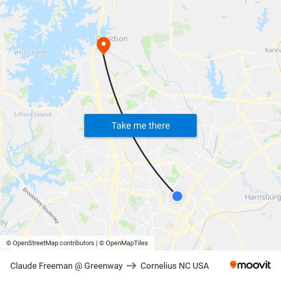 Claude Freeman @ Greenway to Cornelius NC USA map