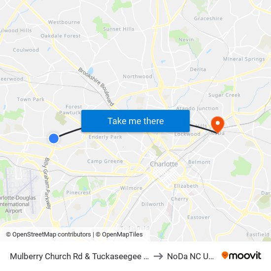 Mulberry Church Rd & Tuckaseegee Rd to NoDa NC USA map