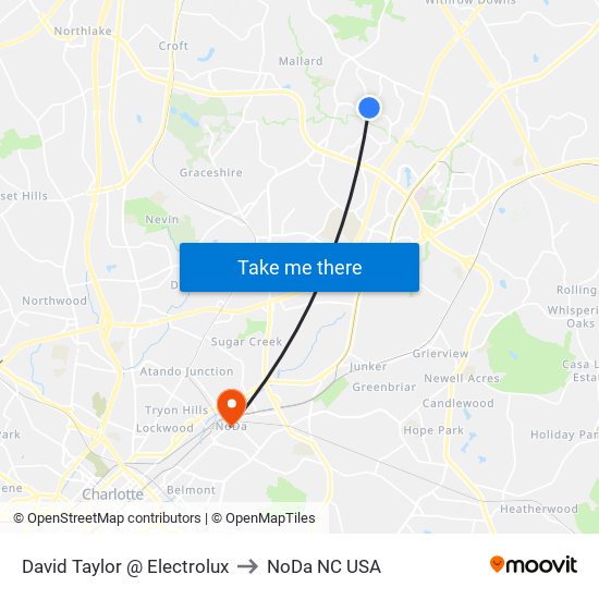 David Taylor @ Electrolux to NoDa NC USA map