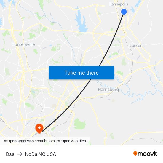 Dss to NoDa NC USA map