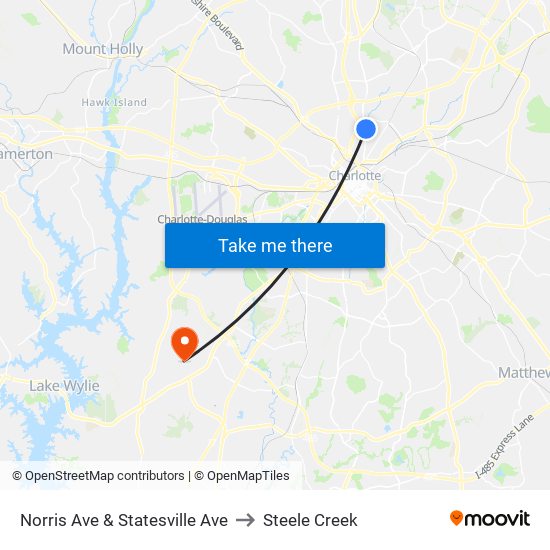 Norris Ave & Statesville Ave to Steele Creek map