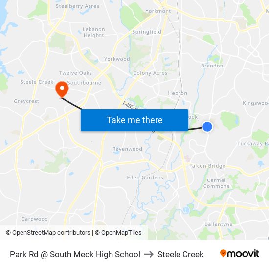 Park Rd @ South Meck High School to Steele Creek map