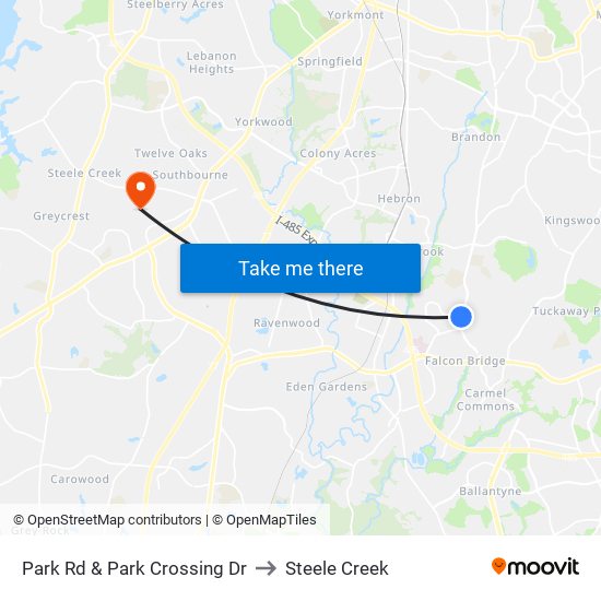 Park Rd & Park Crossing Dr to Steele Creek map