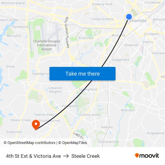 4th St Ext & Victoria Ave to Steele Creek map